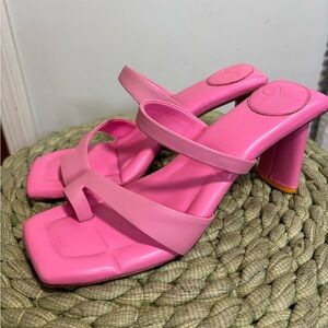 ONCEPT Monaco Prism Pink Leather Toe Loop Stappy Heel Sandals Size 8